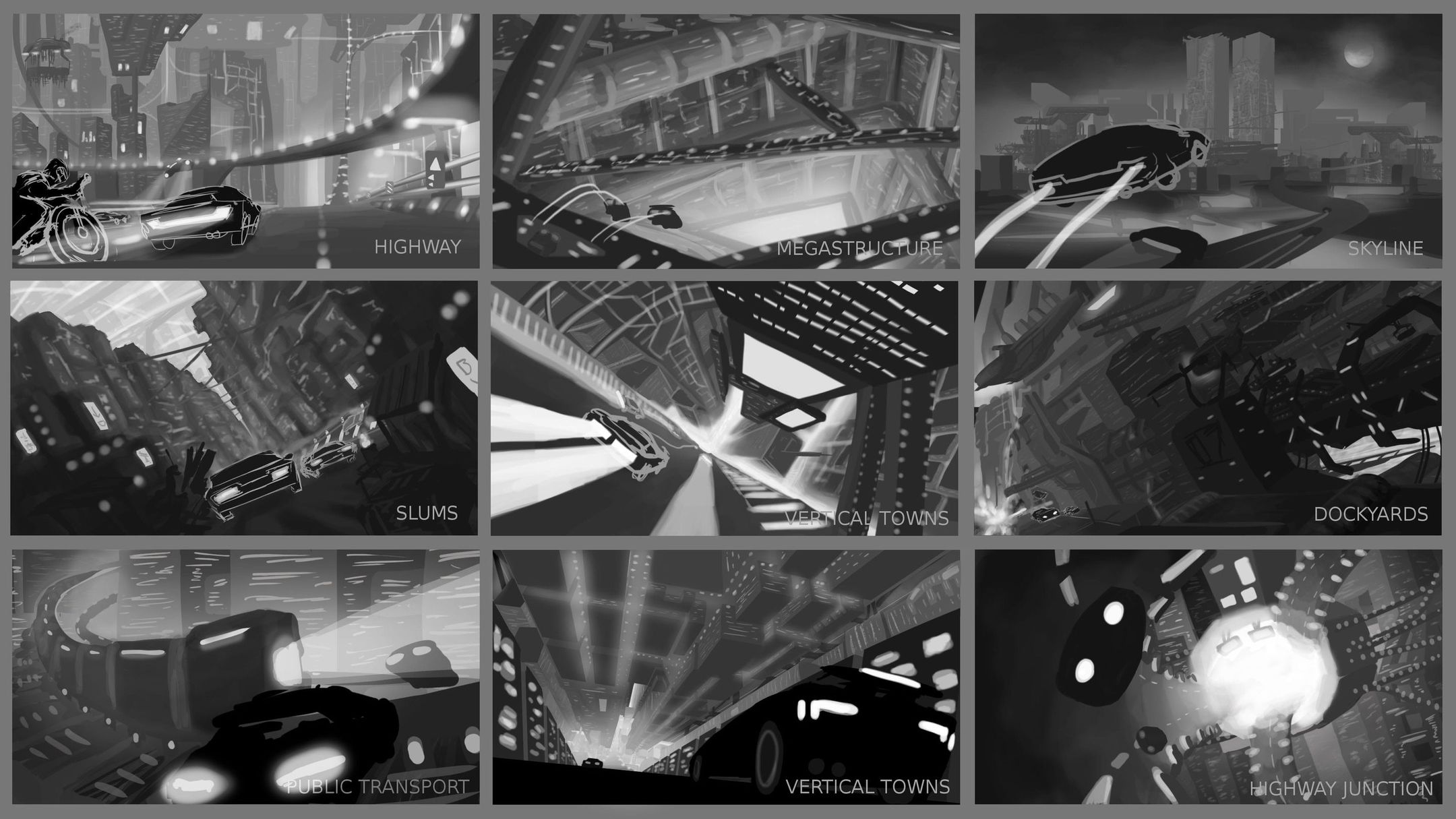Neo-Racer: Composition Sketches